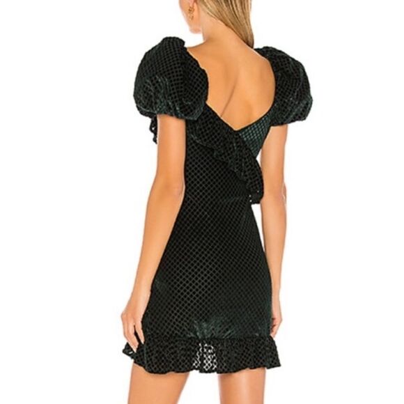 New Revolve X House of Harlow 1960 MEDINAH Mini Dress in Hunter Green Velvet - Picture 6 of 14